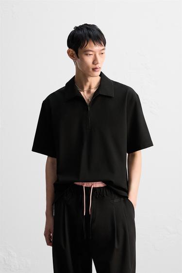 TECHNICAL ZIP-UP POLO SHIRT - Black by Zara
