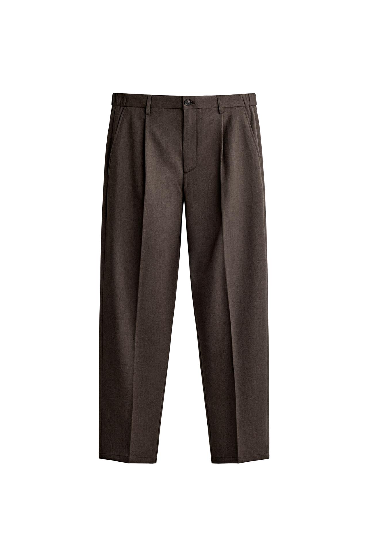 SLIM FIT PLEATED TROUSERS