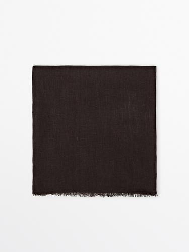 Zara Plain 100% linen scarf - Brown