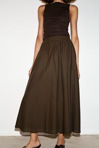 Jupe Midi Évasée Zara Femme Soie Noire - Taille UK 12 - État Parfait