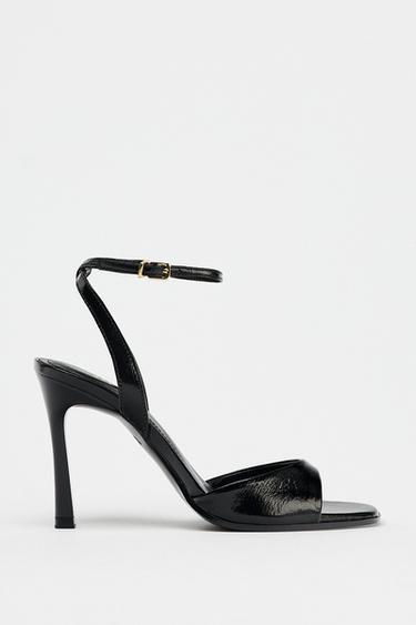 PATENT-FINISH HIGH-HEEL SANDALS - Black by Zara