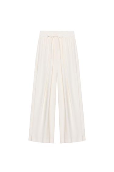 FLOWING TROUSERS WITH TABS - Oyster-white by Zara