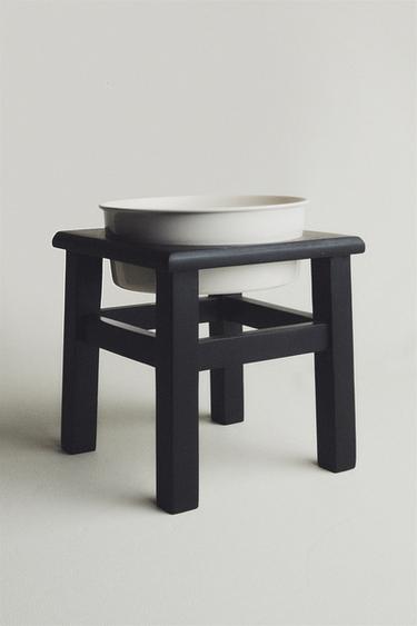 PET FOOD BOWL WITH STAND - Black by Zara