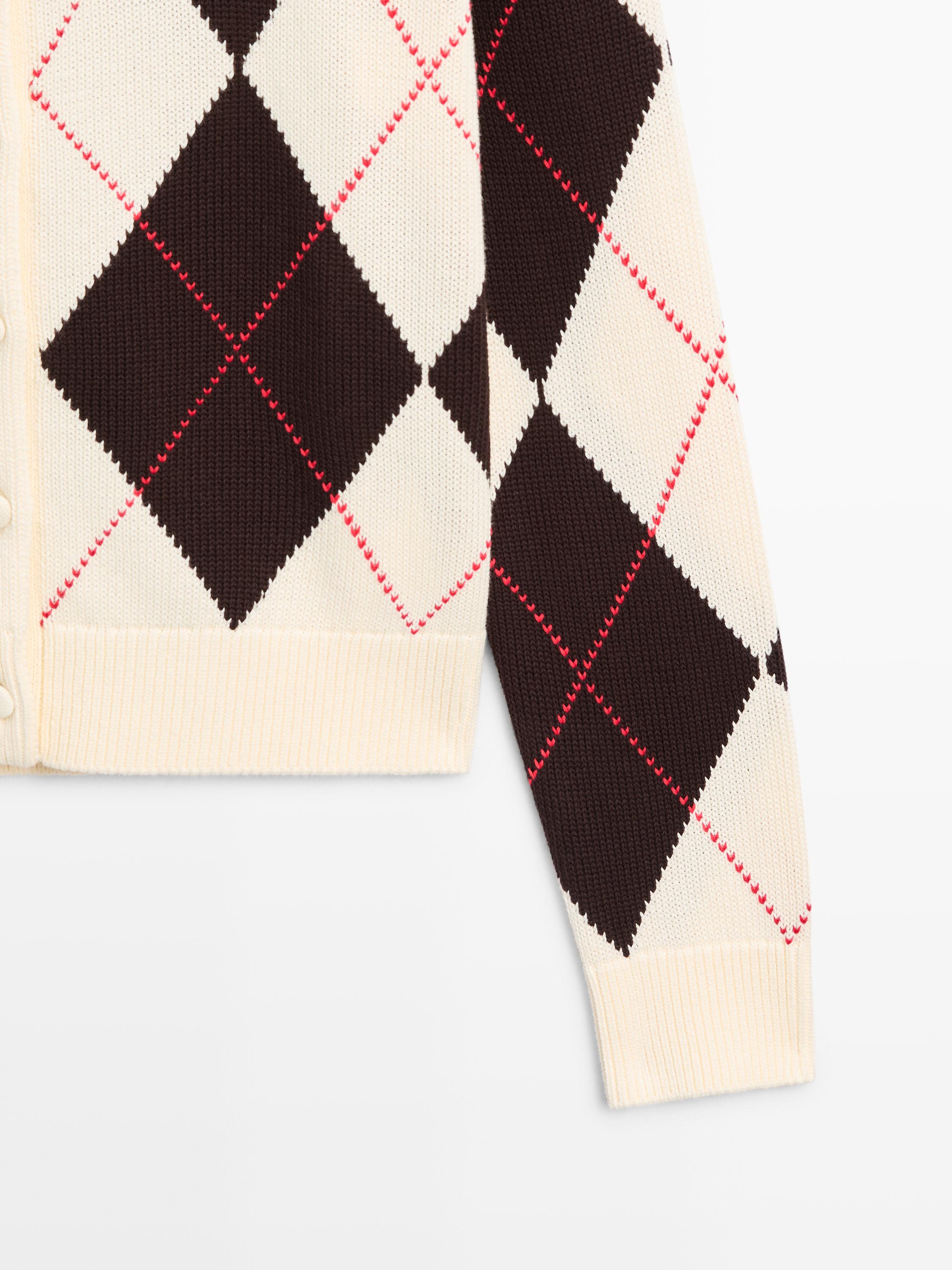 Cardigan à losanges en coton