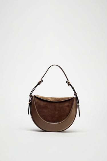 BANDOLERA CON SOLAPA EN PIEL - Chocolate de Zara