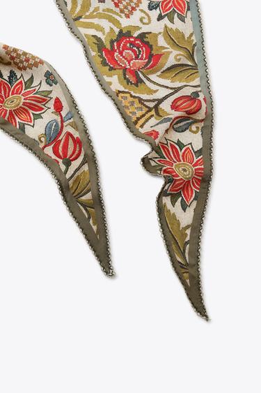 BANDANA IMPRIMÉ FLEURS DENTELLE - Écru de Zara - Image 3