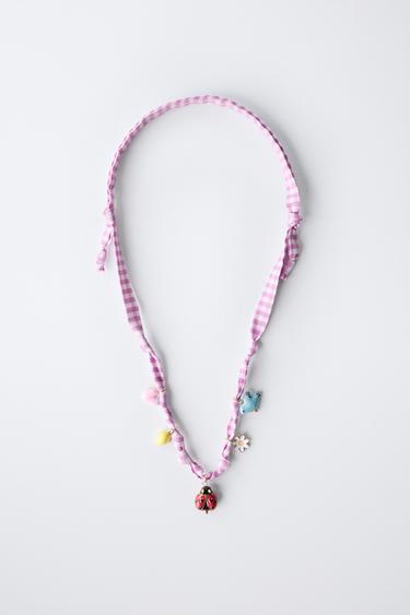 GINGHAM BEADED NECKLACE - Mauve by Zara - Image 2