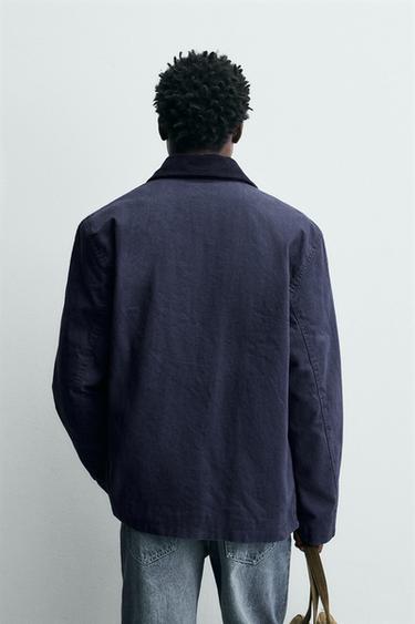 BLOUSON COL CONTRASTE À BRANDEBOURGS - Bleu roi de Zara - Image 2