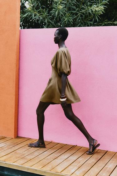 ROBE COURTE EN LIN - Tabac de Zara - Image 7