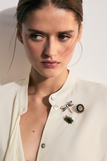 Zara DRAGONFLY BROOCH PACK - Golden