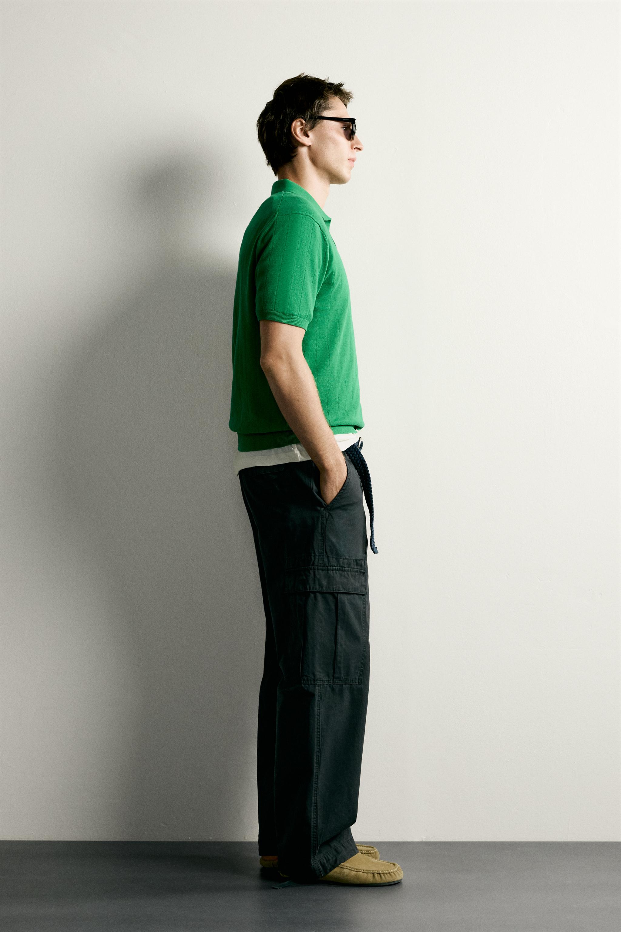 Zara REGULAR FIT FİTİLLİ TRİKO POLO T-SHIRT görsel 4