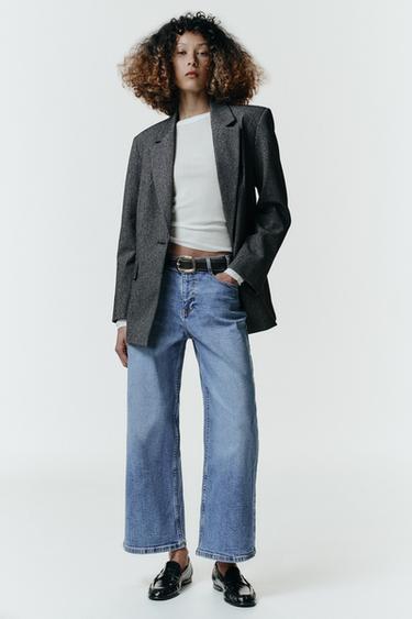 Z.10 HIGH-WAIST CULOTTES BELTED JEANS - Mid-blue by Zara