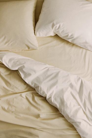 REVERSIBLE PERCALE BED LINEN SET (200 THREAD COUNT) - Ecru Zara