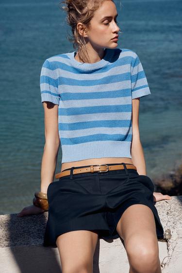 Zara STRIPED KNIT TOP - Striped