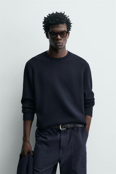 REGULAR FIT COTTON JUMPER - Dark navy by Zara