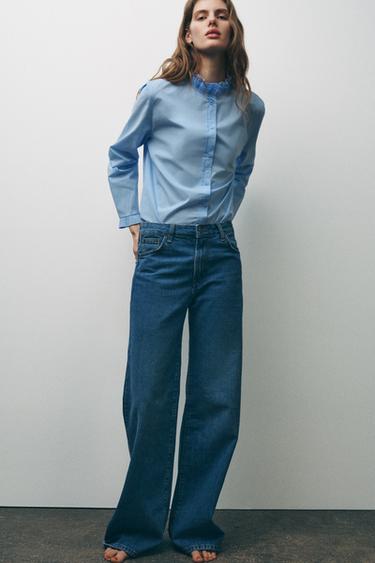 CAMISA VOLANTE ZW COLLECTION - Azul claro de Zara