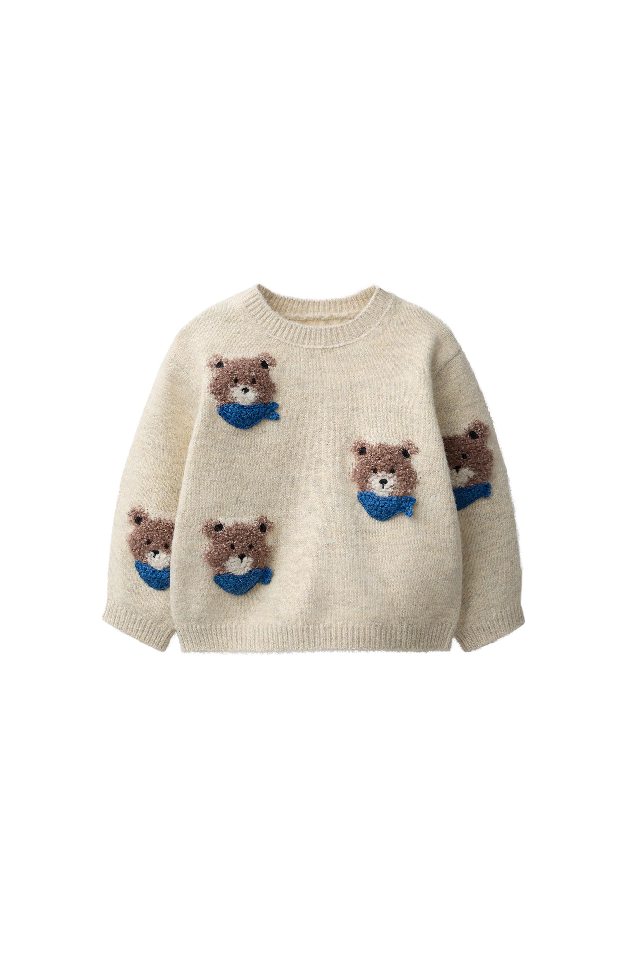BEAR EMBROIDERED KNIT SWEATER - Light beige | ZARA United States