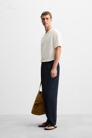 STRIPED IRREGULAR TEXTURE T-SHIRT - Oyster-white by Zara - Image 3