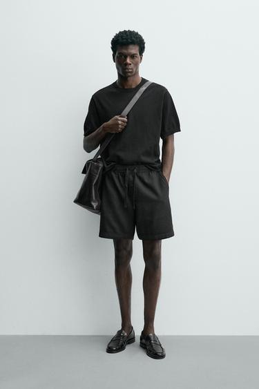 LIGHT KNIT COTTON T-SHIRT - Black by Zara