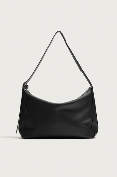 LEATHER SHOULDER BAG - Black by Zara