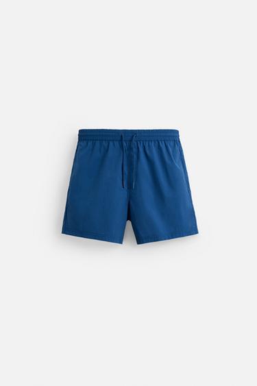 Zara BASIC MID-LENGTH SWIMSUIT - Blue
