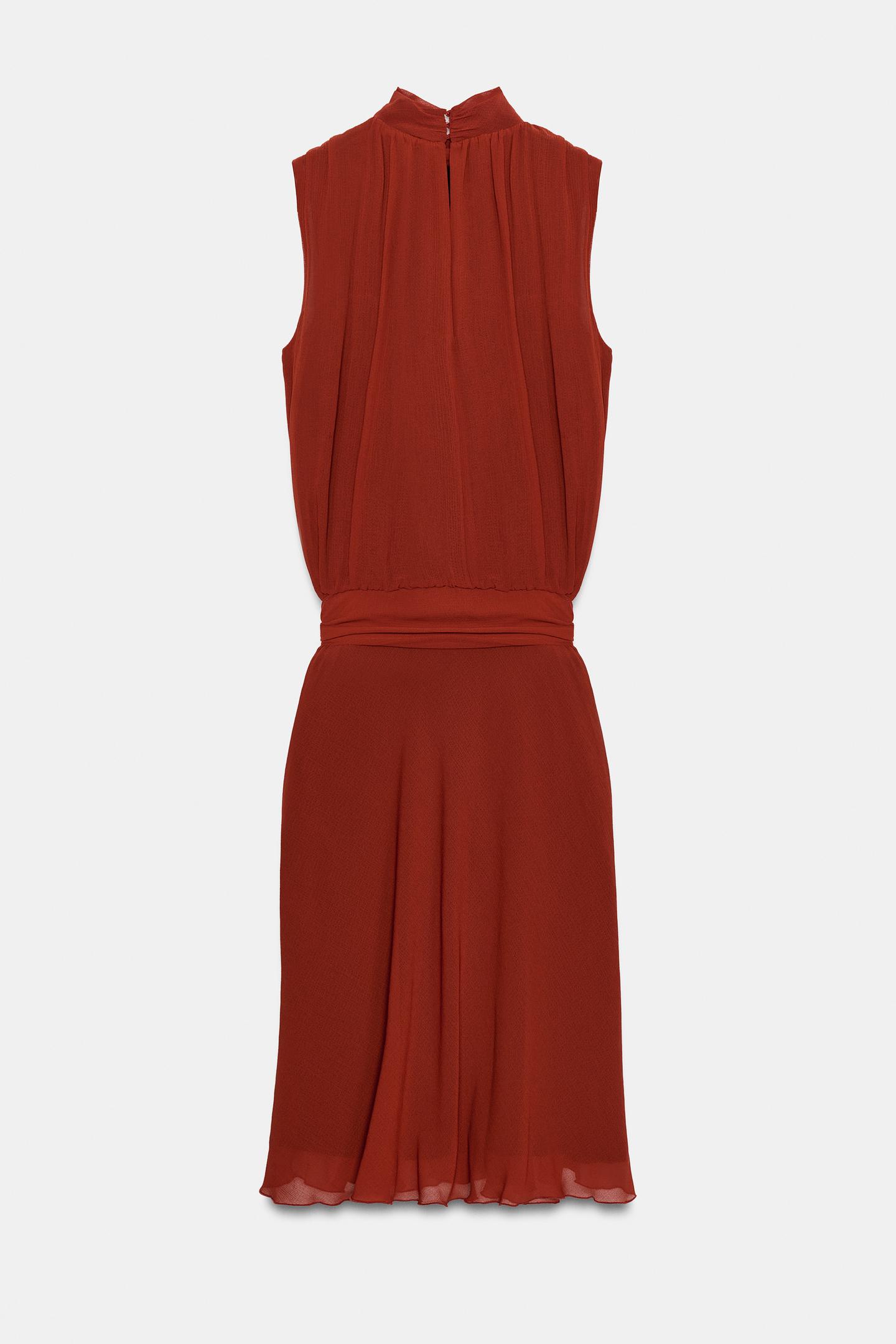 Женское платье Zara Knotted MIDI, цвет: Кирпичный — фото 8