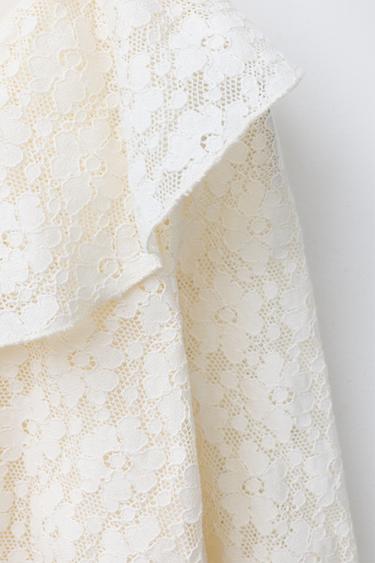 ASYMMETRIC LACE RUFFLE TOP - Ecru by Zara - Image 3