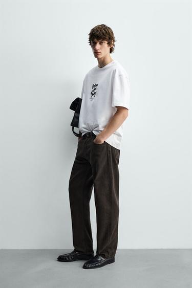 T-SHIRT INSCRIPTION TEXTURÉE - Blanc de Zara - Image 3