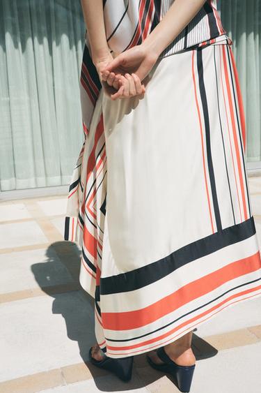 Zara ASYMMETRIC STRIPED SKIRT ZW COLLECTION - striped