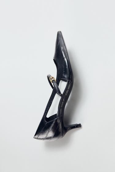HEELED SHOES WITH EMBOSSED DETAIL AND SIDE VENTS - Black by Zara