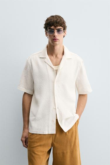 CAMISA JACQUARD - Blanco roto de Zara