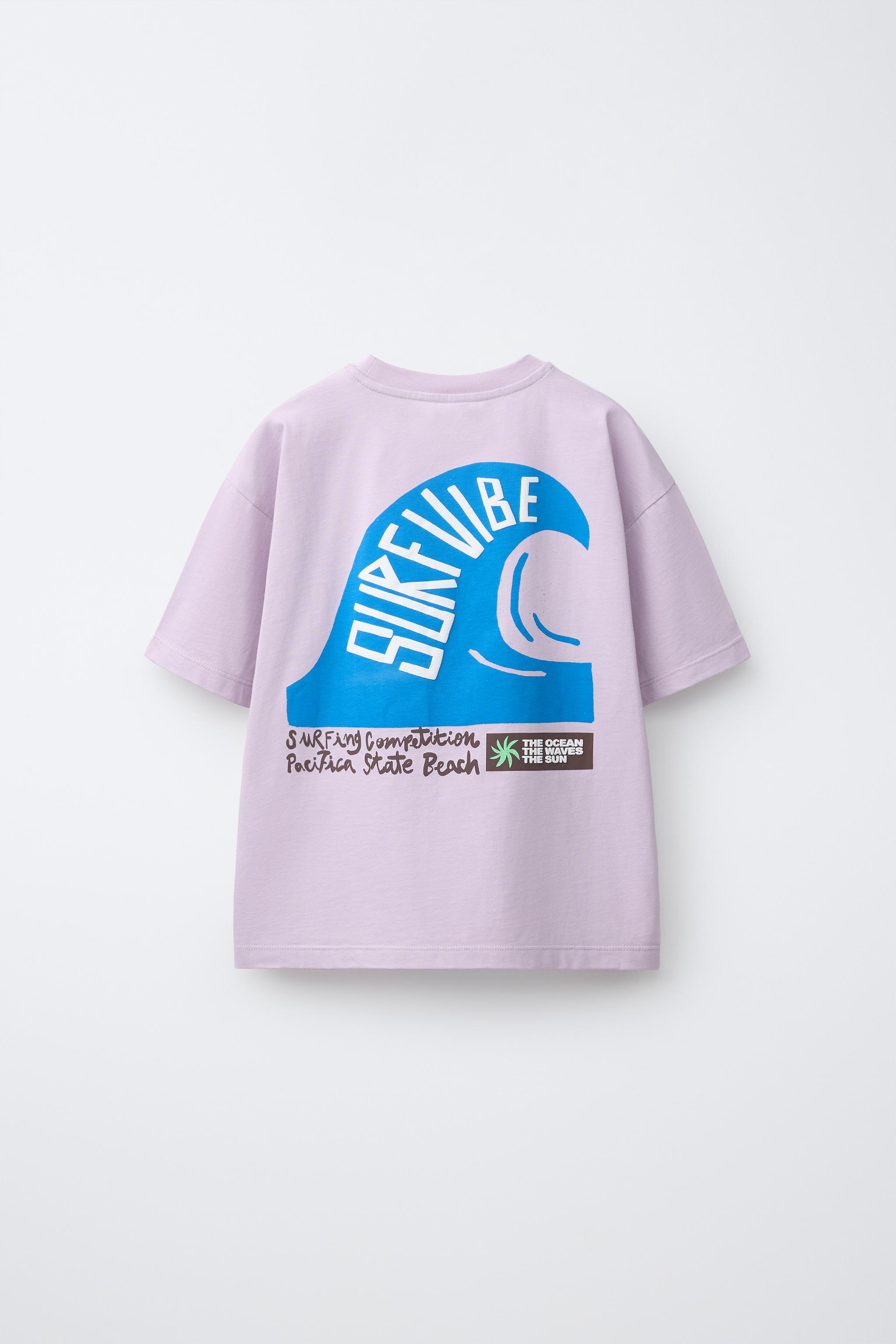 SURF PRINT T-SHIRT — Lilac / White
