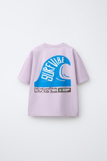 T-SHIRT IMPRIMÉ SURF - Lilas / Blanc de Zara - Image 1