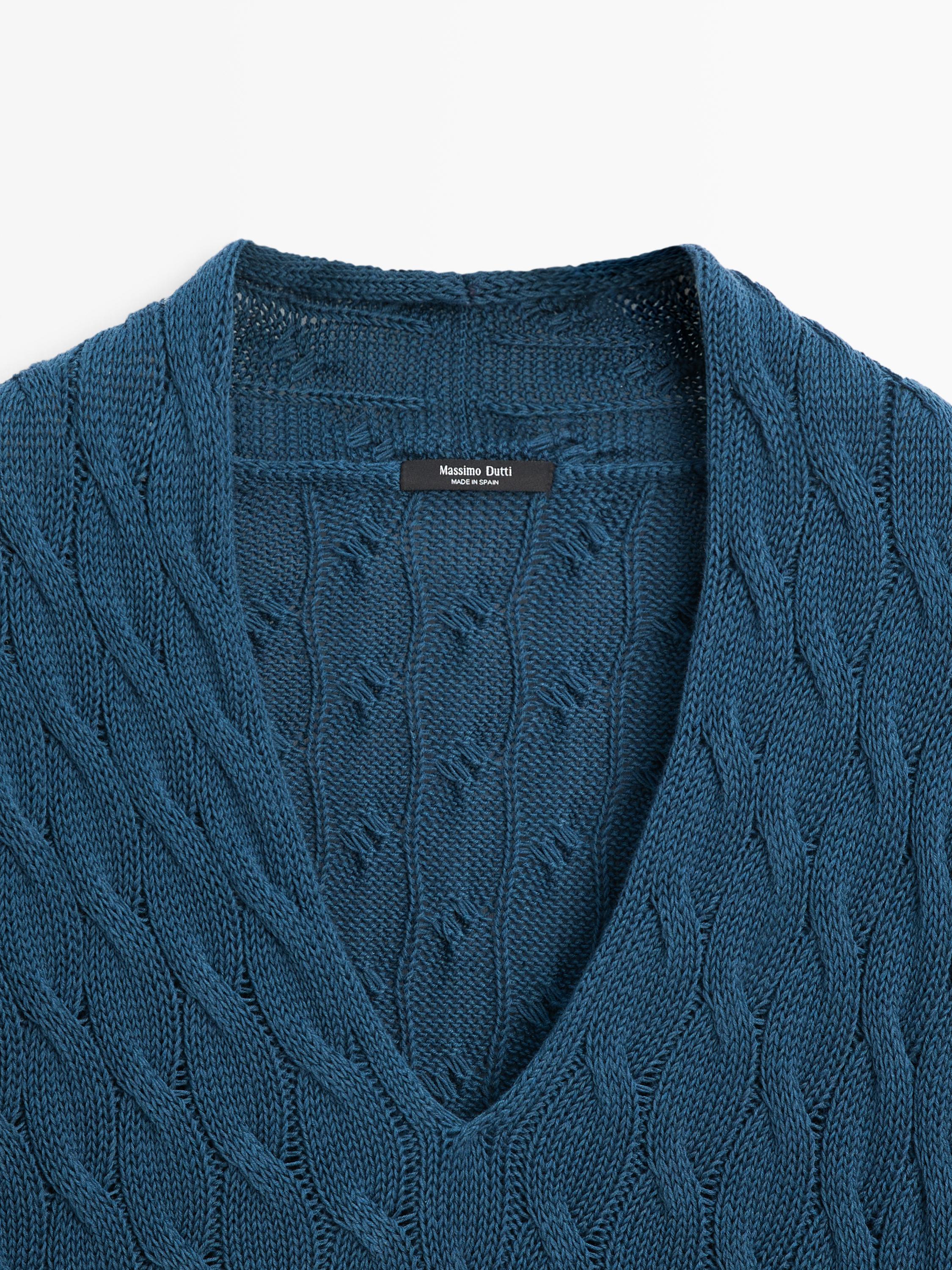 Pull en maille à détail de nœuds coton mélangé
