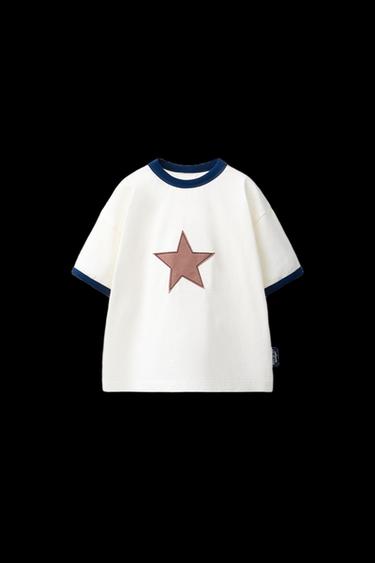 CAMISETA PARCHE ESTRELLA - Blanco de Zara - Imagen 0
