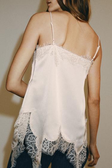 ZW COLLECTION LACE CAMISOLE TOP - Beige-pink by Zara - Image 2