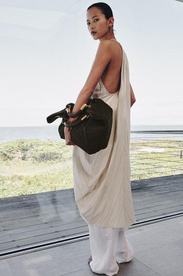 BRAIDED EFFECT MAXI HANDBAG — Chocolate 2