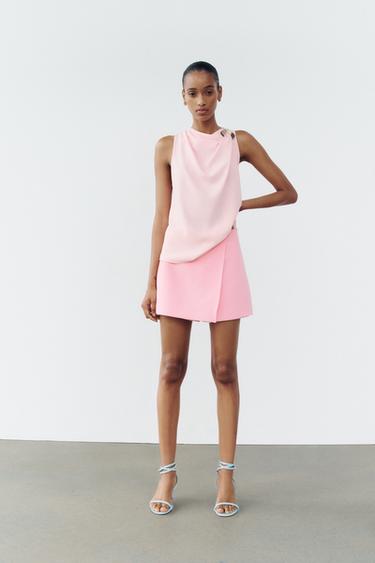 JUPE-CULOTTE CROISÉE - Rose de Zara - Image 0