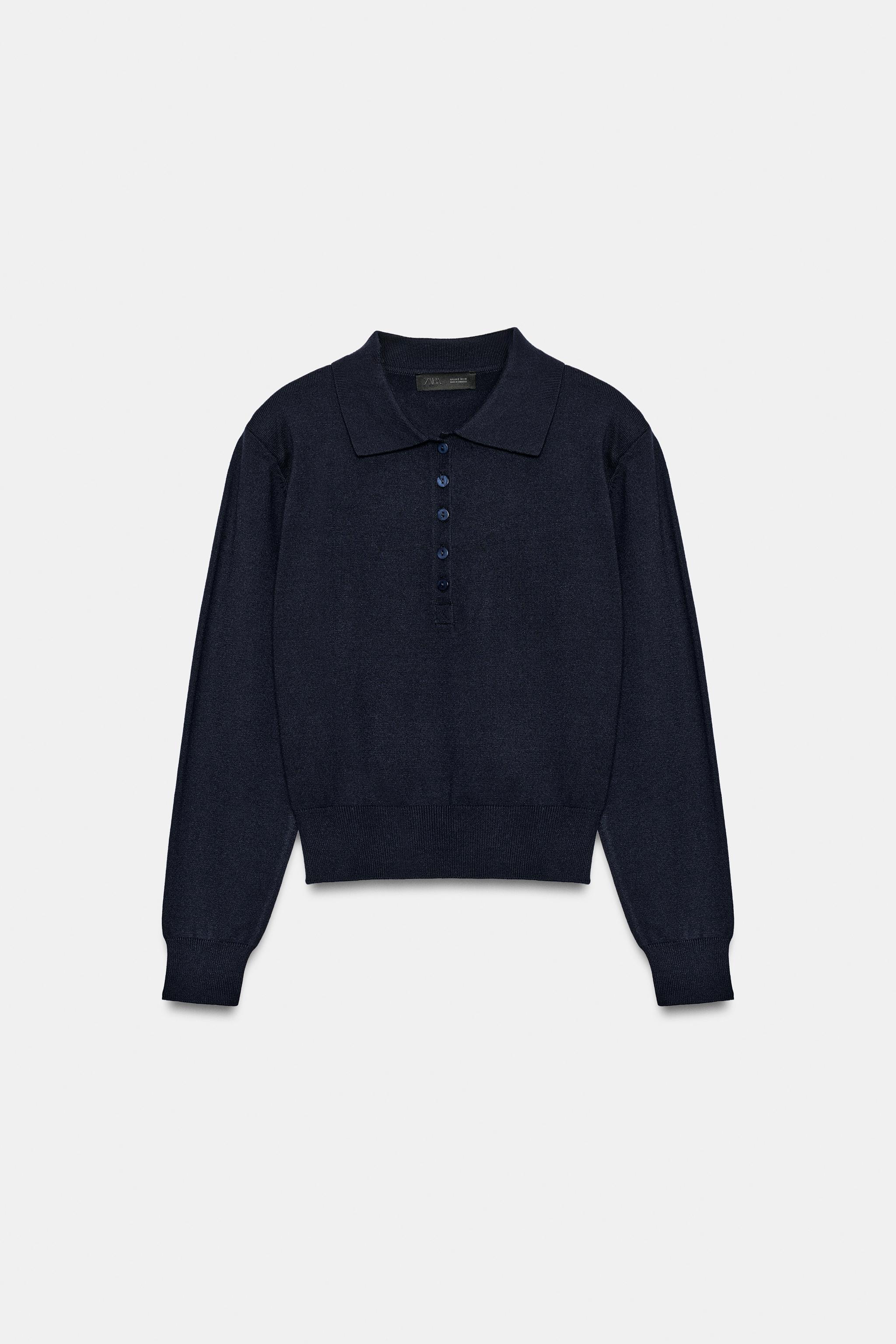 Zara SHOULDER PAD KNIT POLO — фото 5