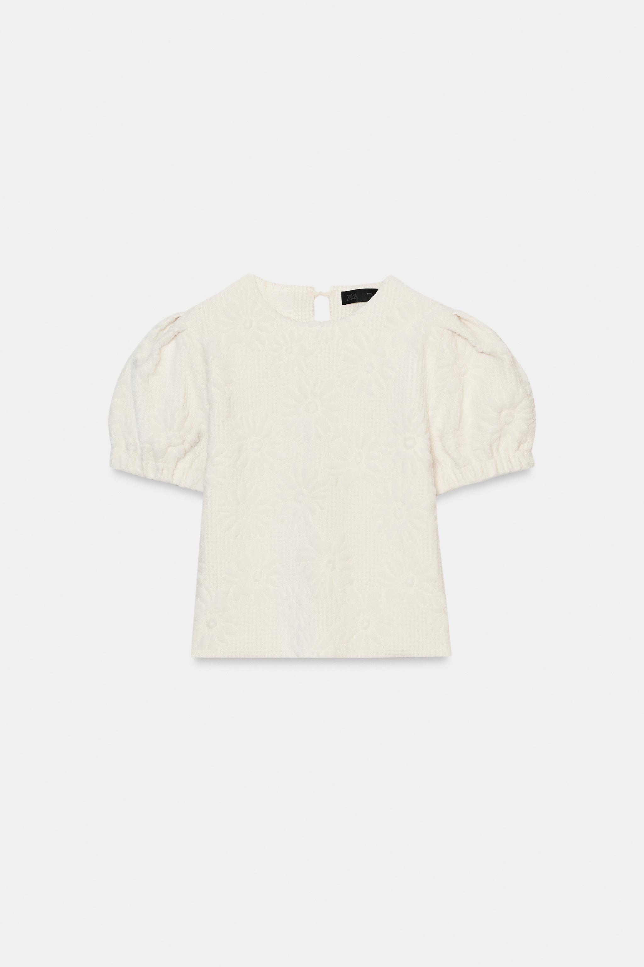 新品☆ZARA ザラ パフスリーブニット ZARA - 美品ザラZARAリブパフスリーブニットセーターS茶A2188の通販 by