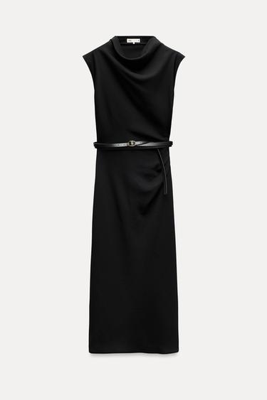 VESTIDO MIDI CINTURÓN ZW COLLECTION - Negro de Zara
