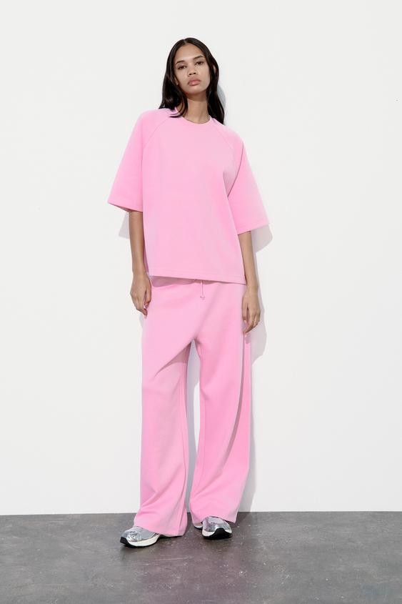ZARA BNWT Pink Linen Blend Straight Trousers Pants 2754/378 Size