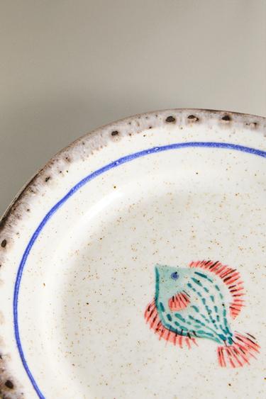 STONEWARE FISH SIDE PLATE - Blue/White by Zara - Image 4