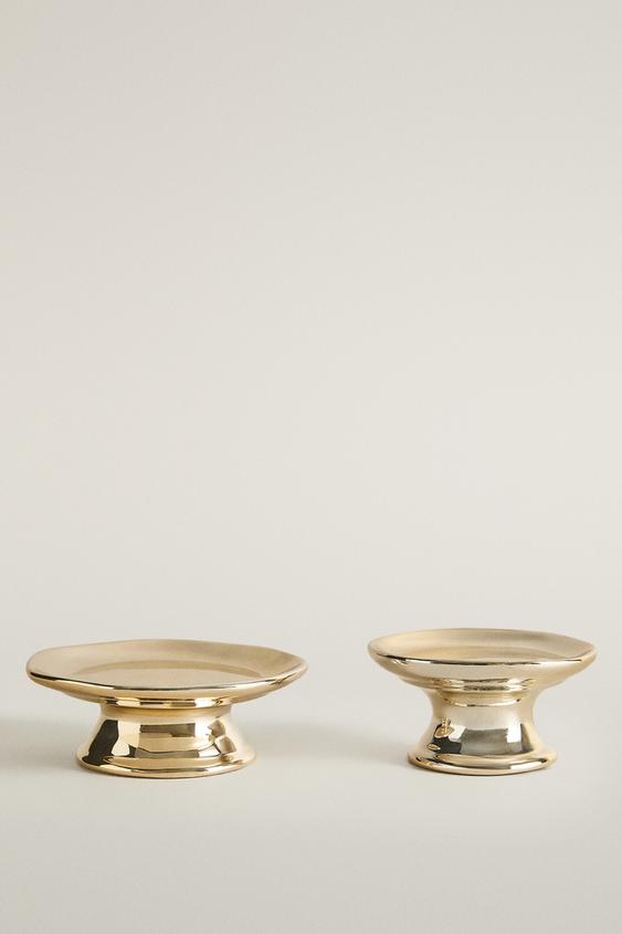 Zara CHRISTMAS PORCELAIN CANDLE HOLDER - Golden - Image 0