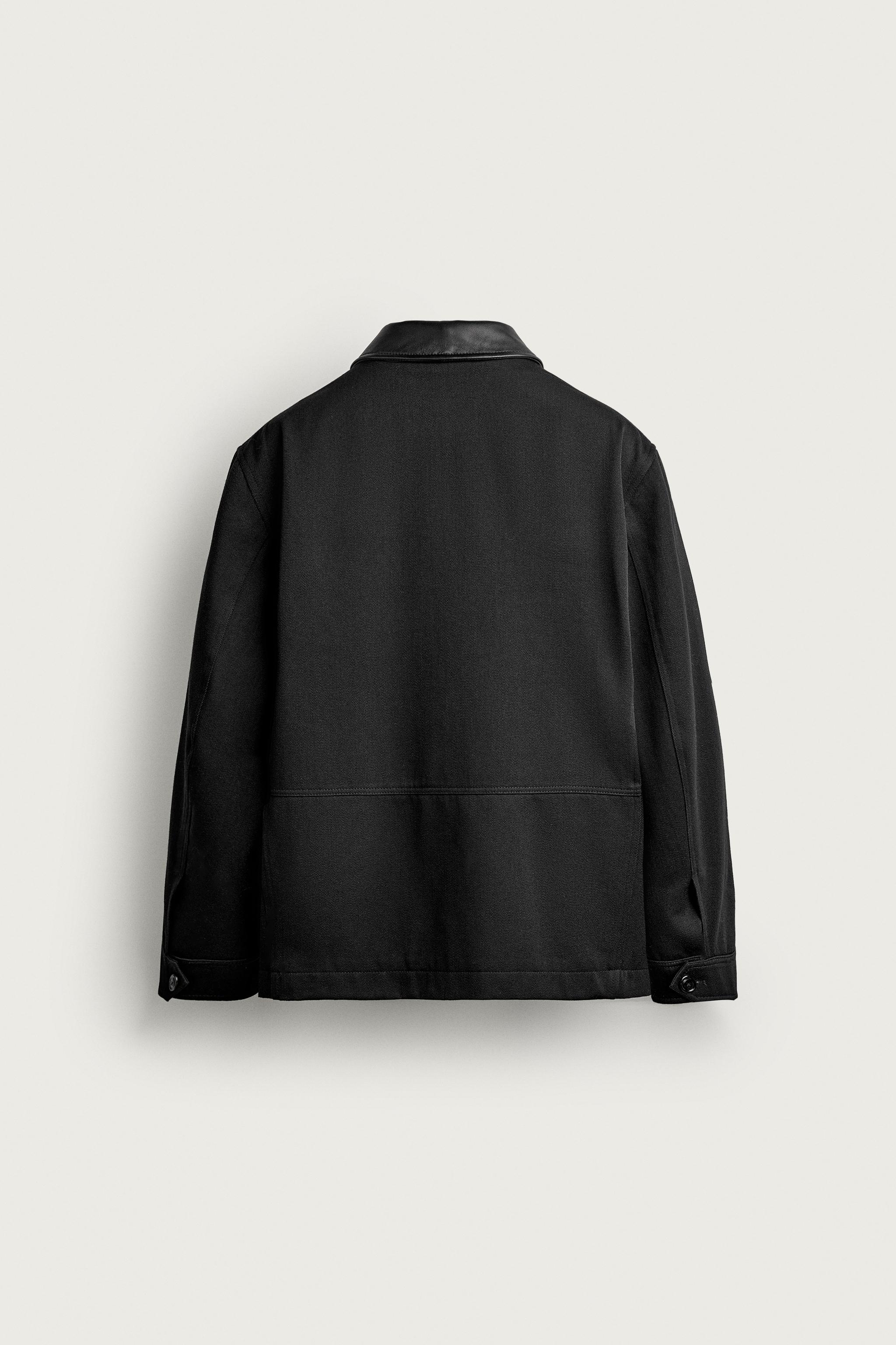 ウールミックス レザーカラー ジャケット - ブラック | ZARA Japan / 日本