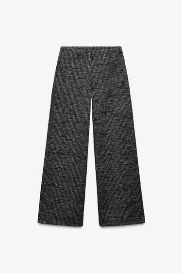 PANTALON LARGE TEXTURÉ - Noir / Écru de Zara - Image 3