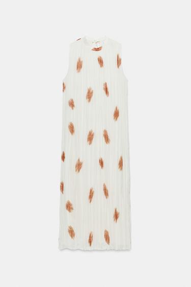 ROBE IMPRIMÉE ZW COLLECTION - Écru / Rouge de Zara - Image 8