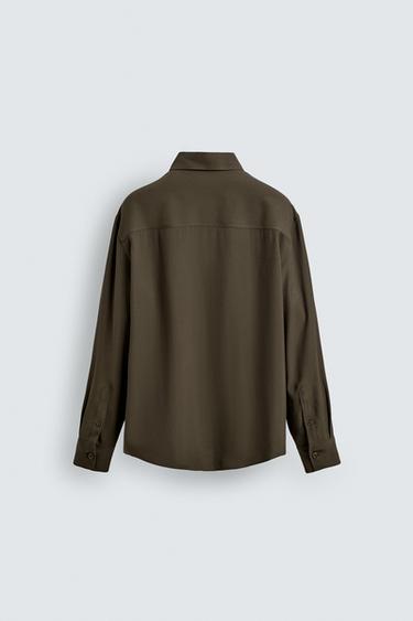 FLUID SHIRT WITH POCKET - Khaki by Zara - Image 6