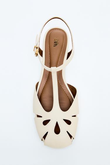 Zara FLAT FISHERMAN SANDALS - Off White