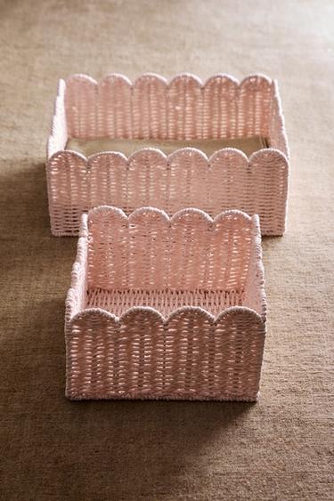 SMALL SCALLOPED BASKET - Pink by Zara